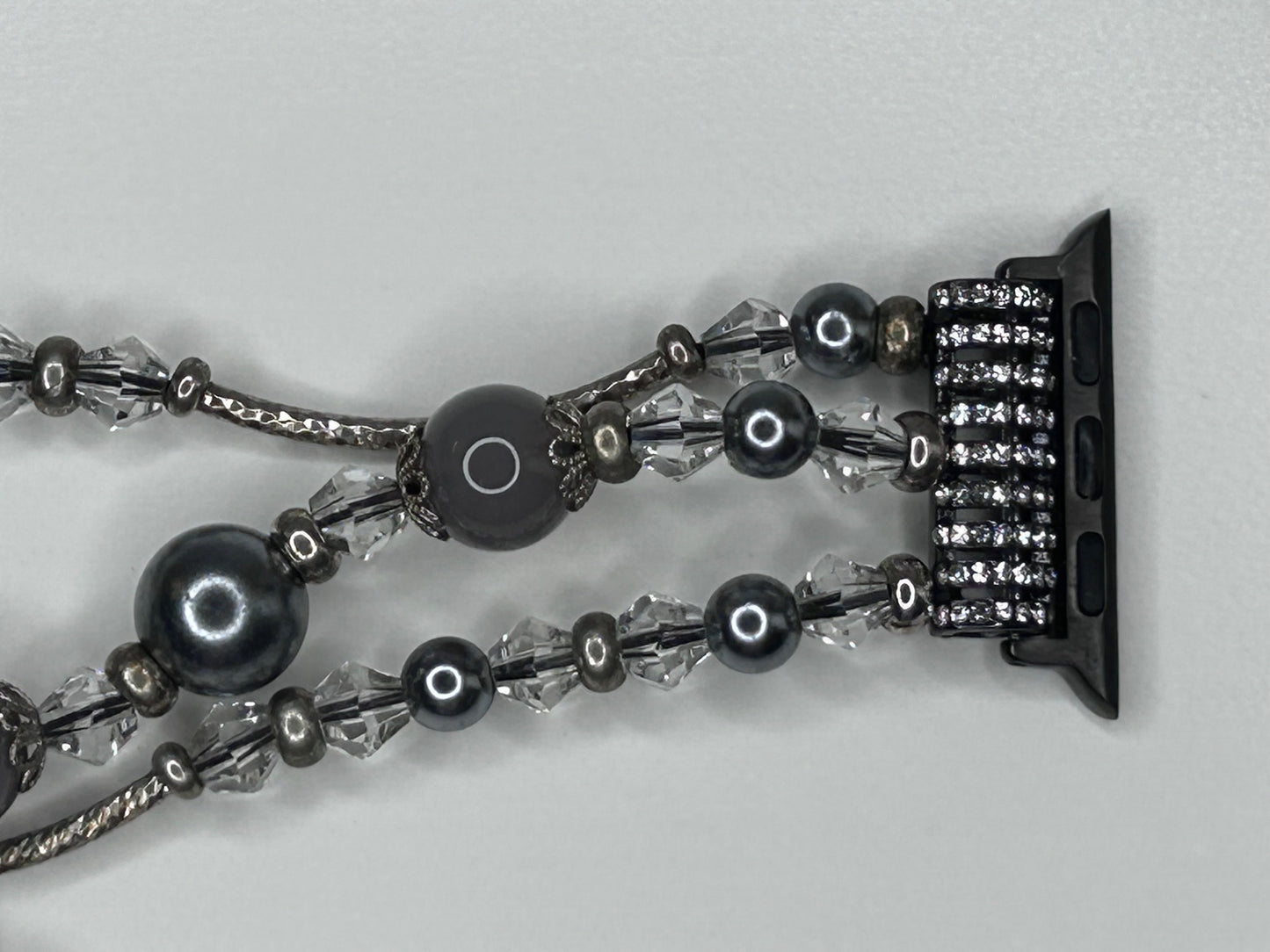 Apple Watch Band Women's Beaded Gray 5 3/4" Bracelet Band