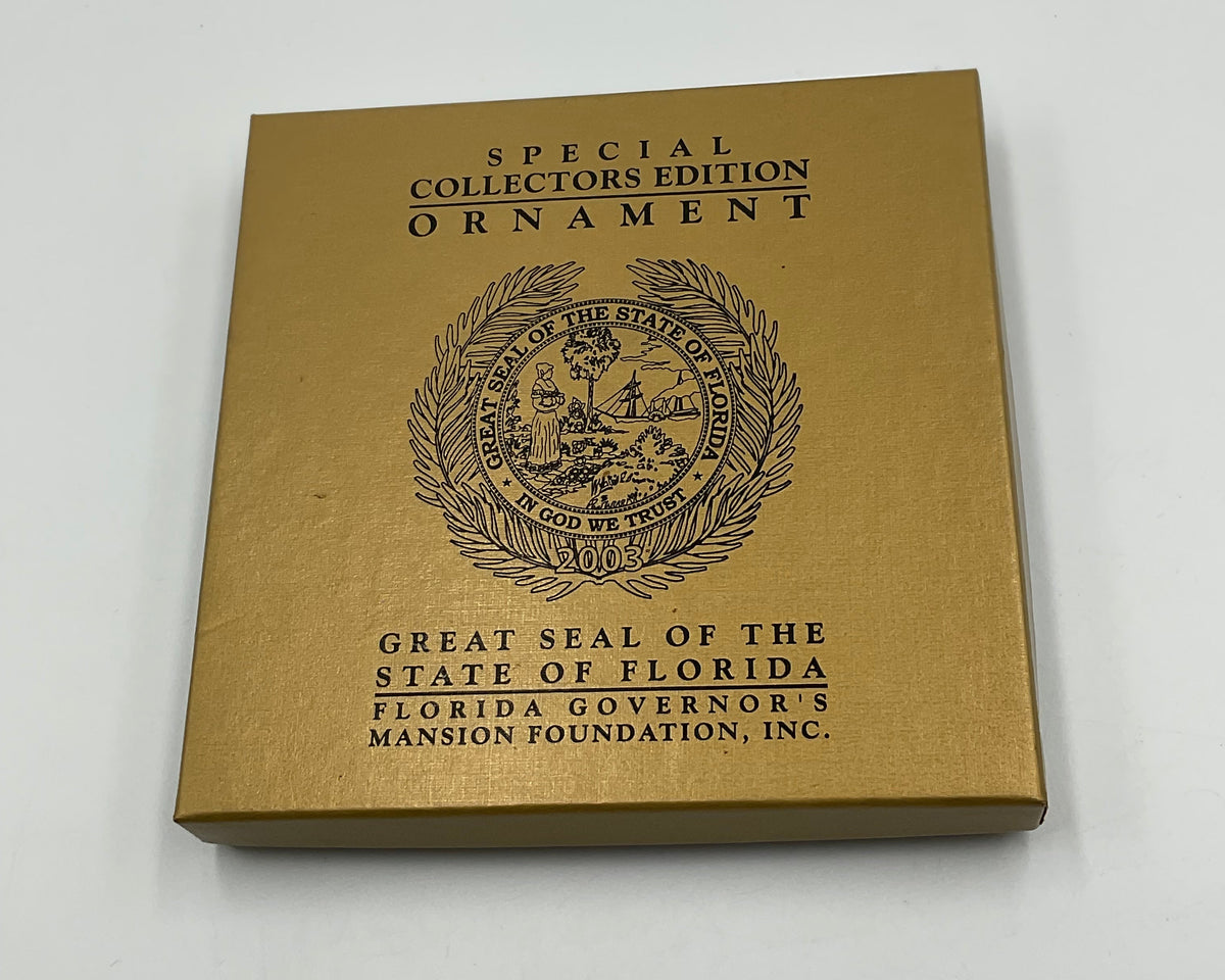 2003 Florida Governor's Mansion Ornament Great Seal of the State 24K Gold Box