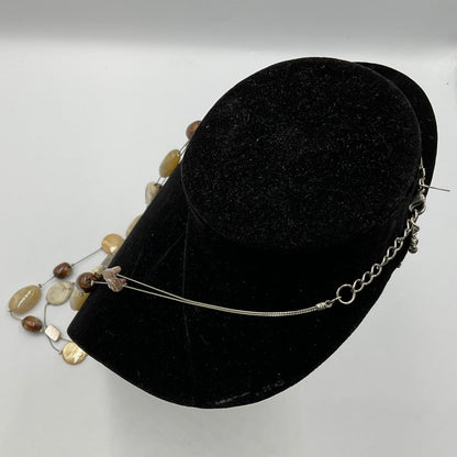 Long Earthtone Stone Design Fashion Jewelry Necklace