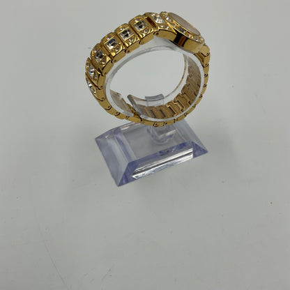 Main Line B588 Princess Cut Crystal Gold Bracelet Band White Face Watch New Battery