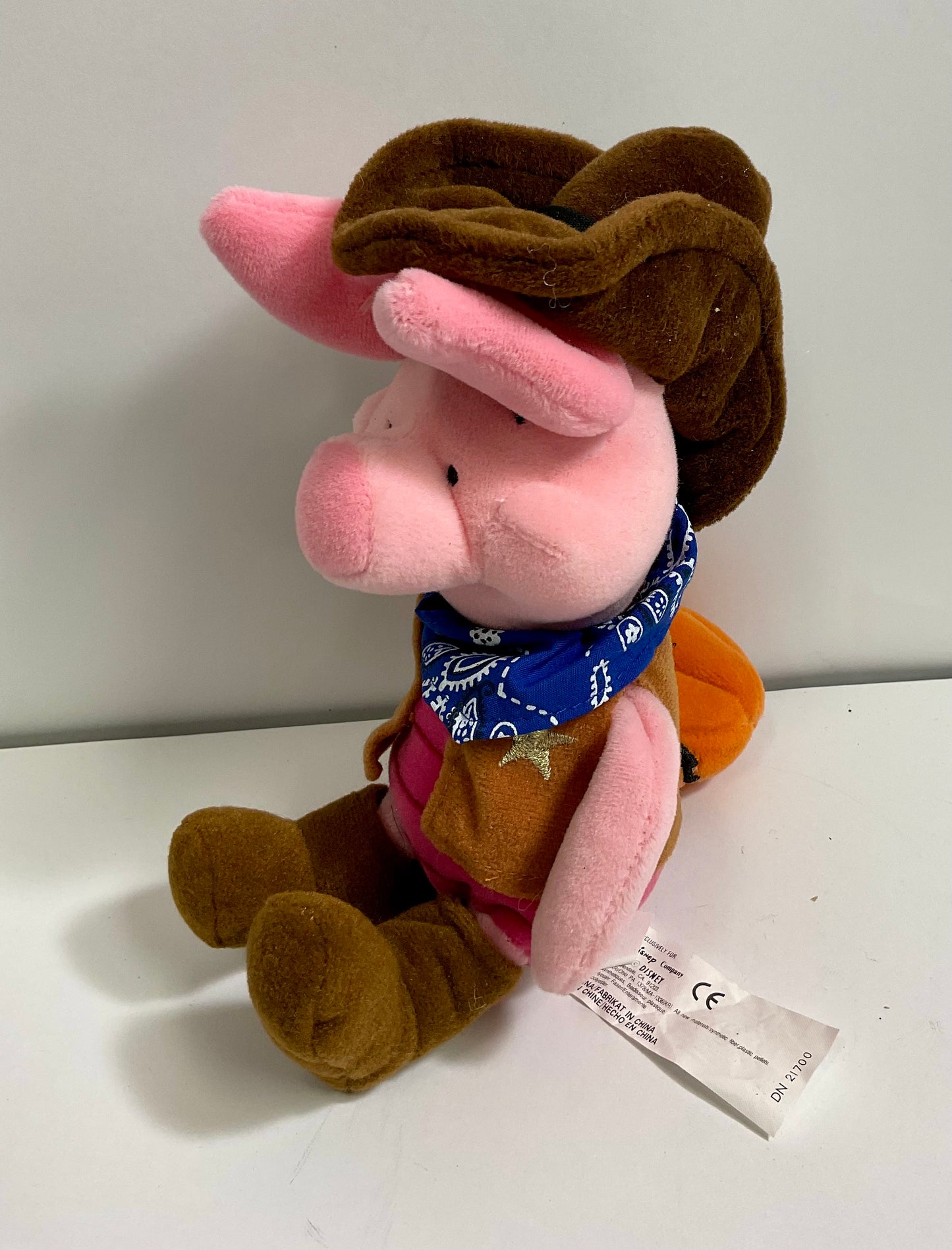 Cowboy Piglet Vintage Winnie the Pooh Bear & Friends Mini Beanbag Beanie Plush Disney Collectible