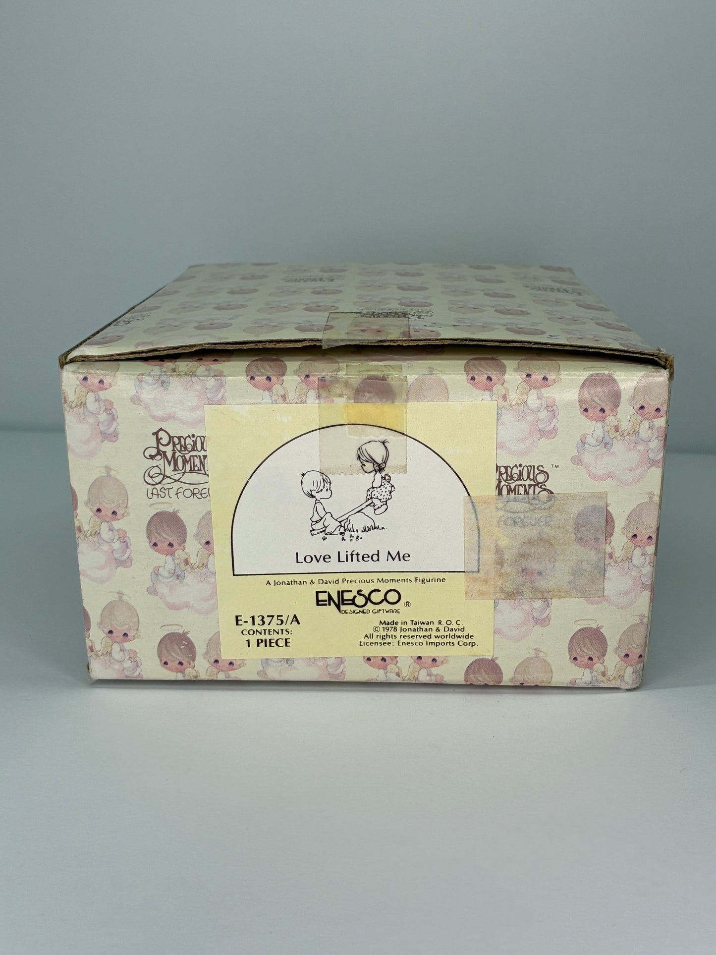 Precious Moments Vintage 1978 love Lifted Me Hand Painted Porcelain Collectible Figurine Original Box