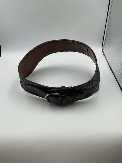 Hand-Tooled Leather Buscadero Rig Cowboy Fast-Draw Western Belt