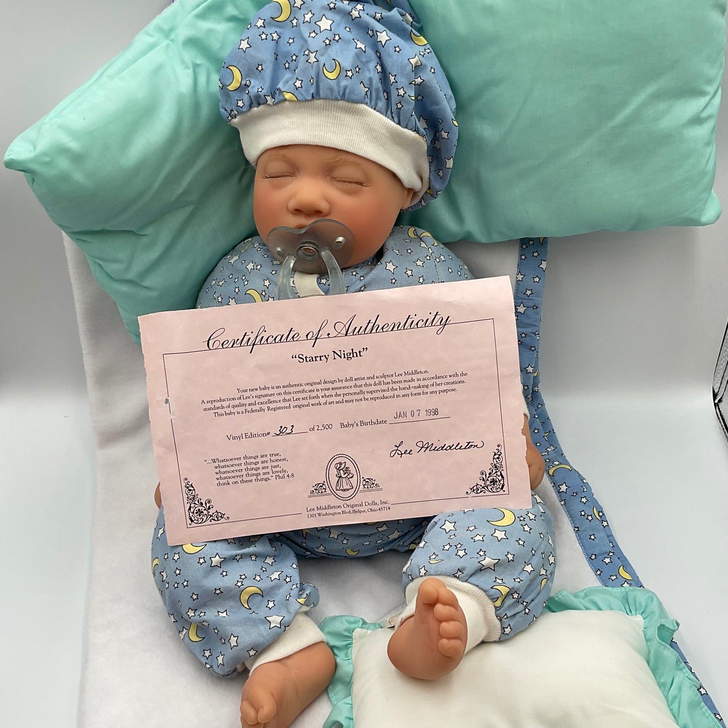 Lee Middleton “Starry Night” Lifelike Weighted Baby In Original Box
