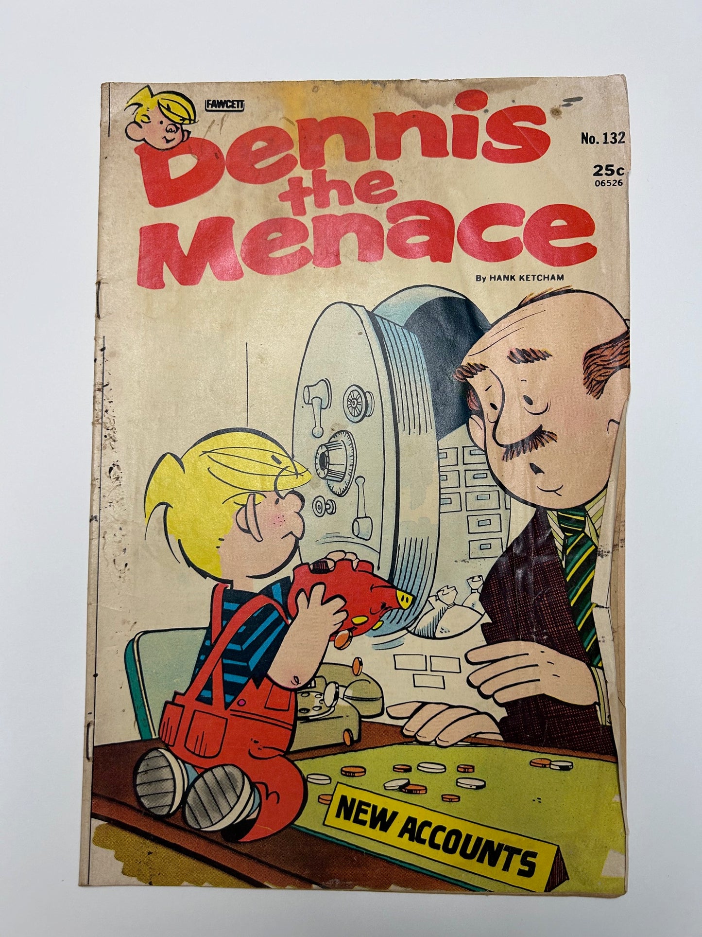Dennis The Menace #132 Fawcett Comic Book Mr. Wilson Bank Hank Ketcham Vintage 1974
