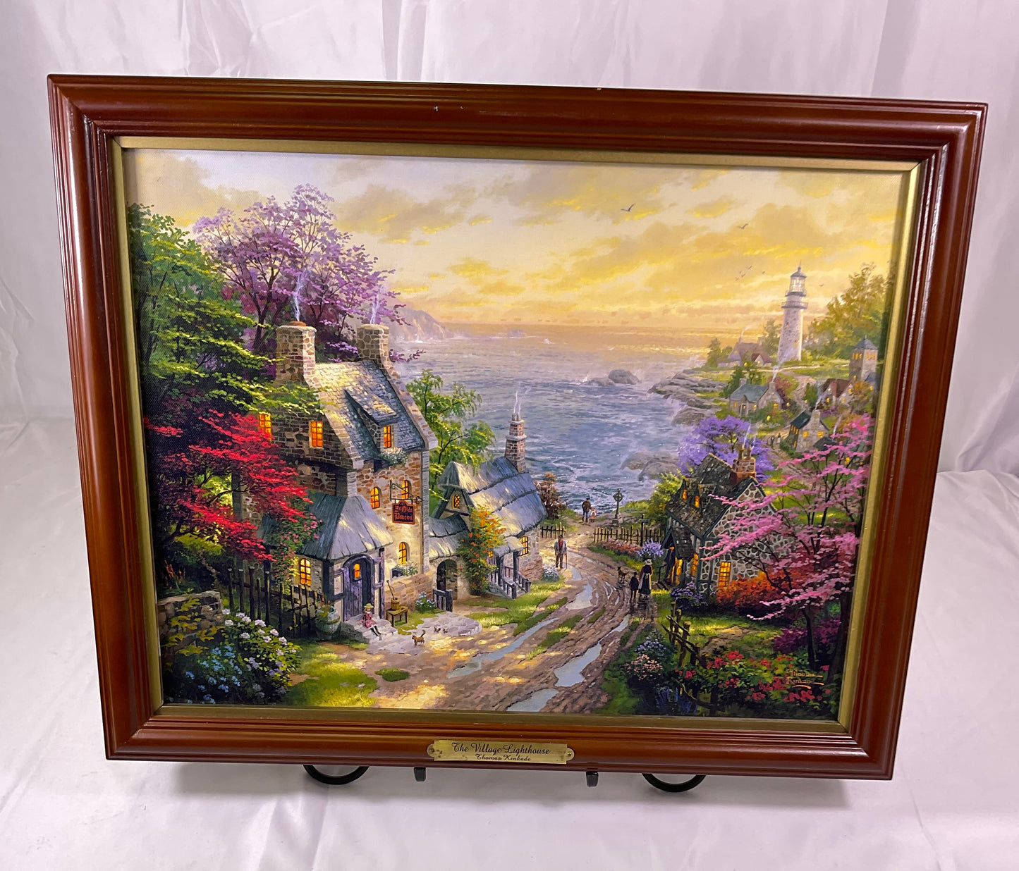 Thomas Kinkade The Village Lighthouse Illuminating Light Up Canvas Print