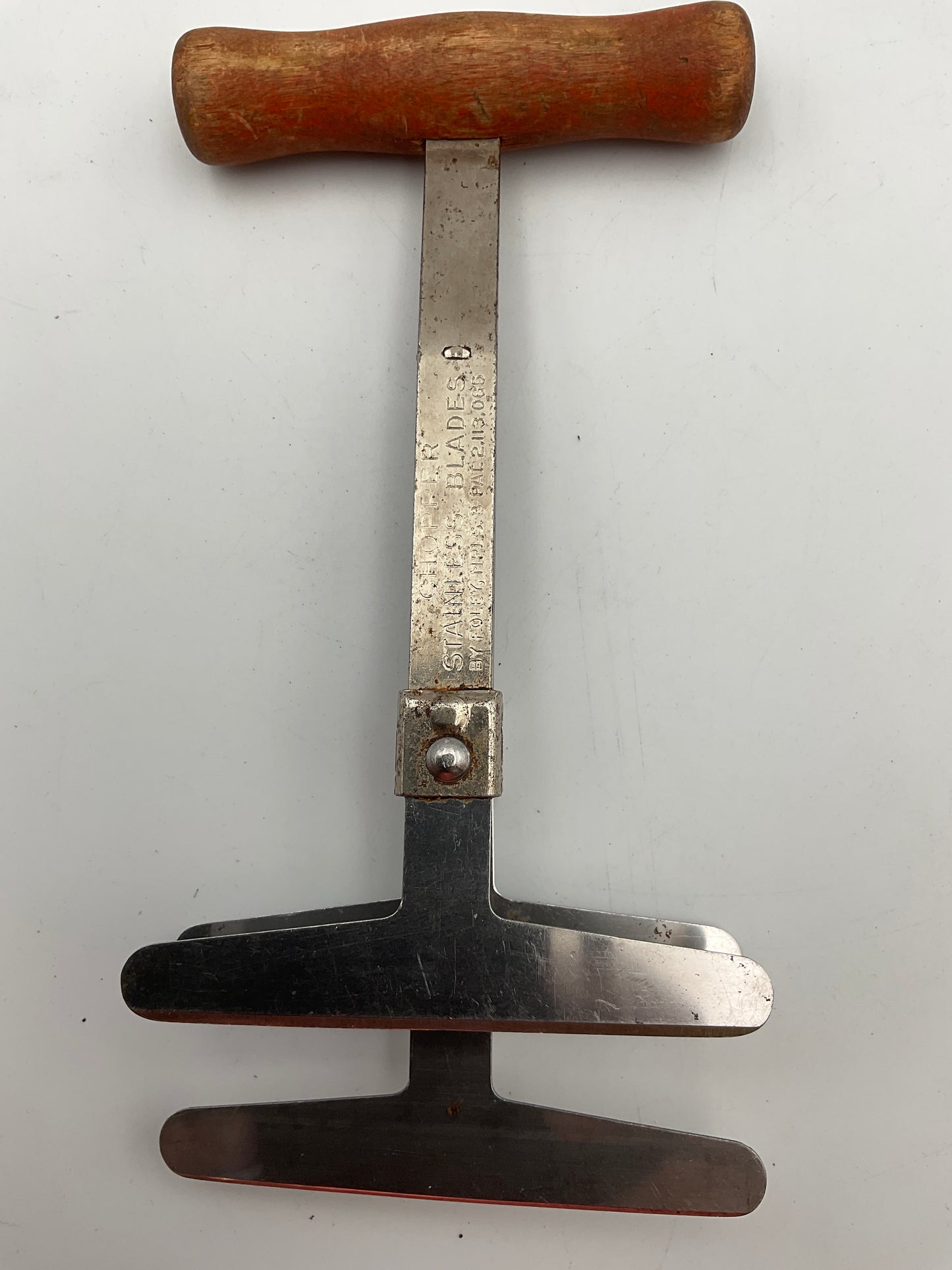 Vintage Kitchen Utensil Foley Food Chopper With 3 Stainless Steel Blades