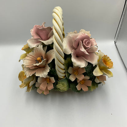 Italian Capodimonte Porcelain Flower Basket