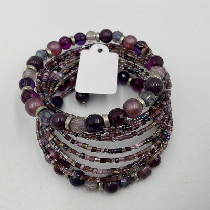 Handmade Beaded Wrapped Bracelet with Purple Beads