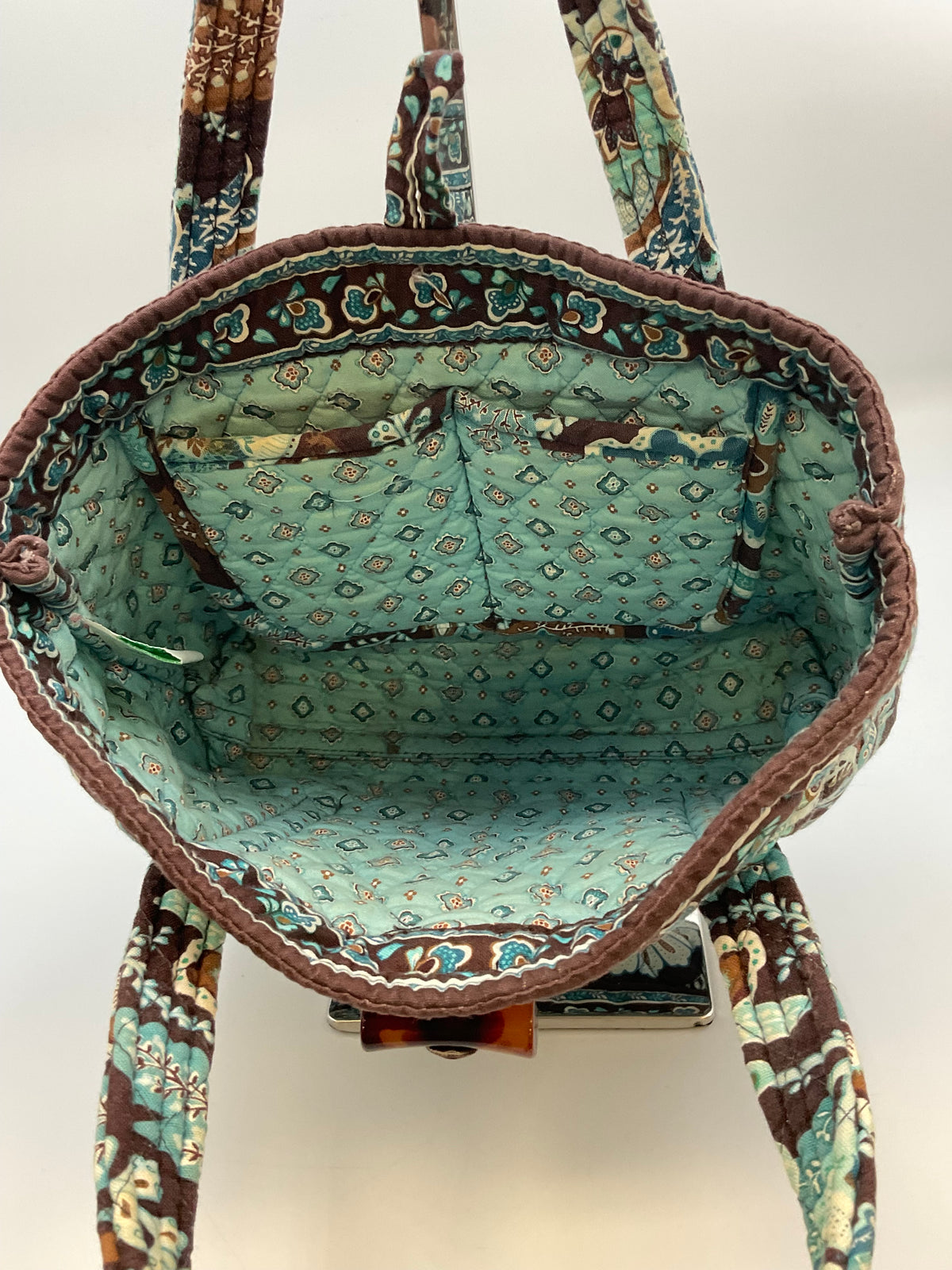 Vera Bradley Java Blue Quilted Tote Handbag w/ Checkbook Cover