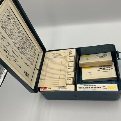Vintage Blue Metal First Aid Kit
