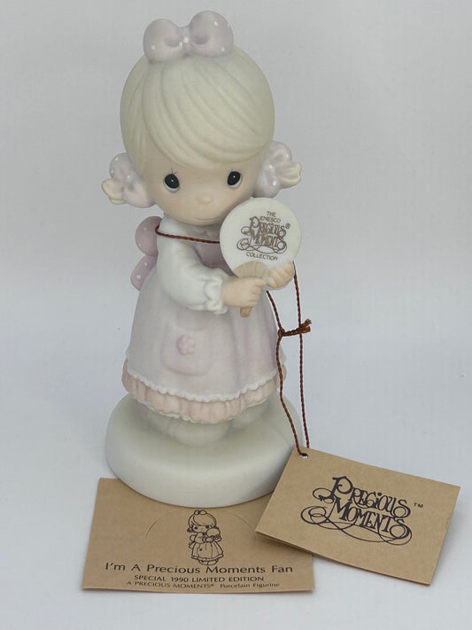 Precious Moments Vintage 1989 Special 1990 Limited Edition I'm A Precious Moments Fan Figurine Orig Box
