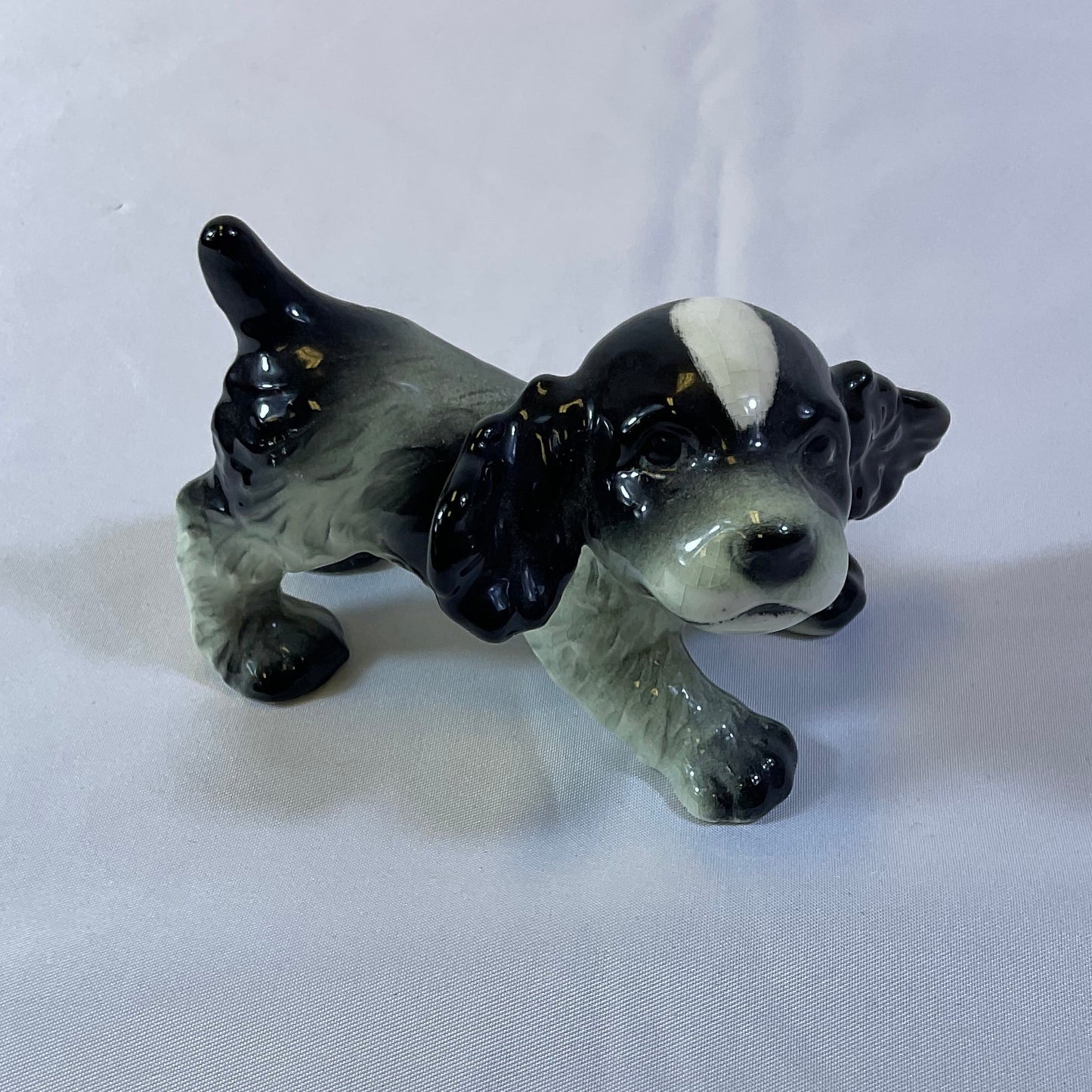 Goebel Vintage Black White Cocker Spaniel Dog Porcelain Figurine #30105 Made in West Germany