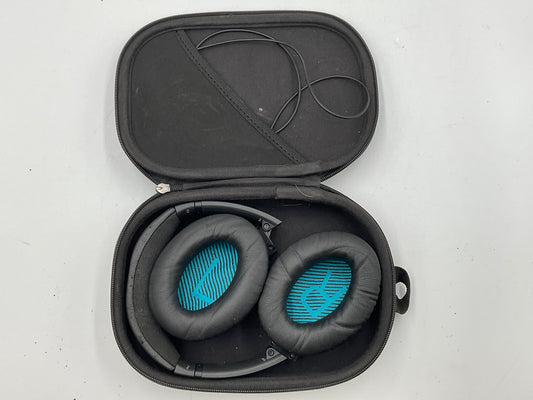 Noise Cancellation Black With Teal Fabric Earcups with Hard Case Untested