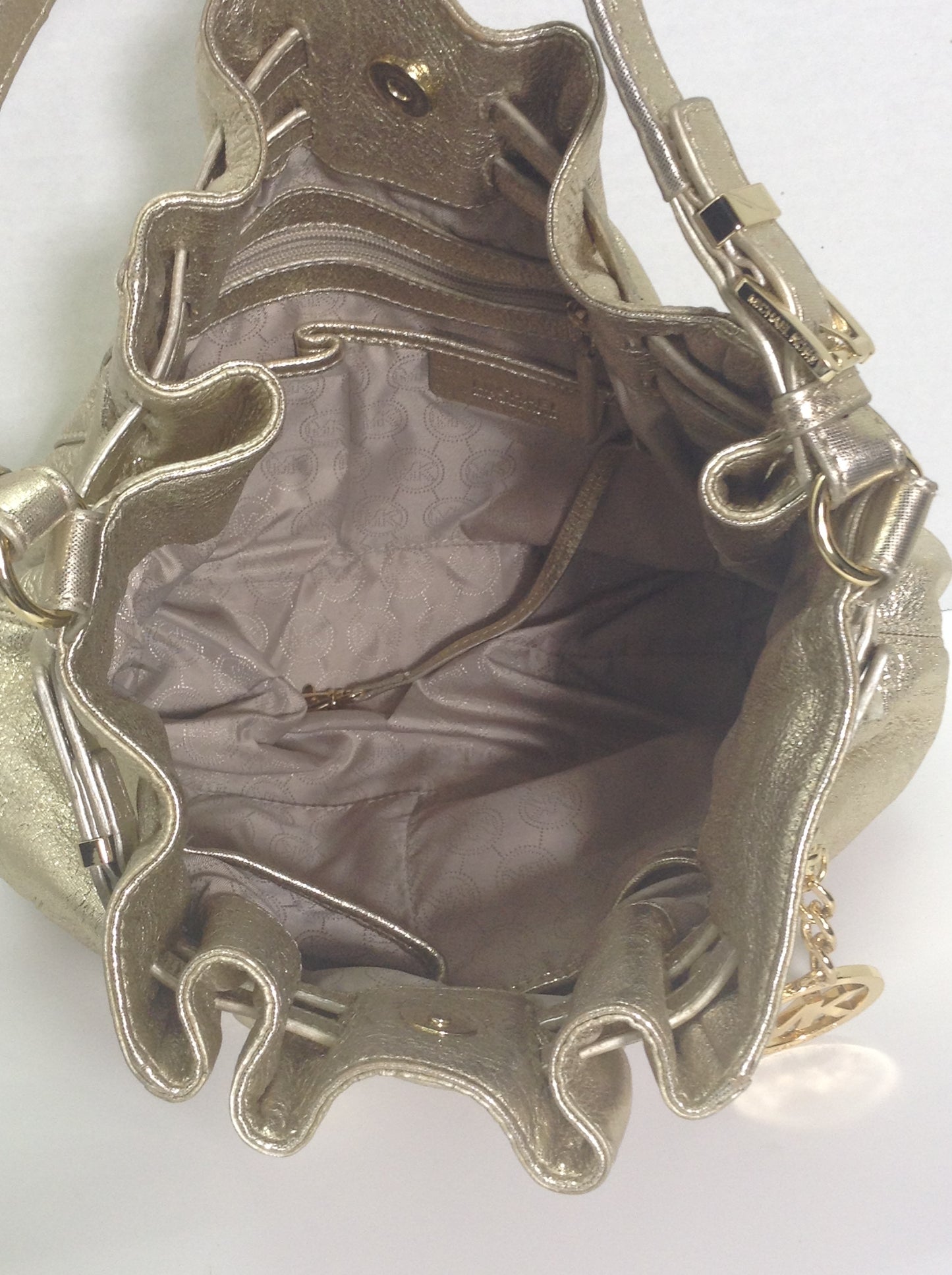 Michael Kors Edie Radiant Gold Metallic Shoulder Bag