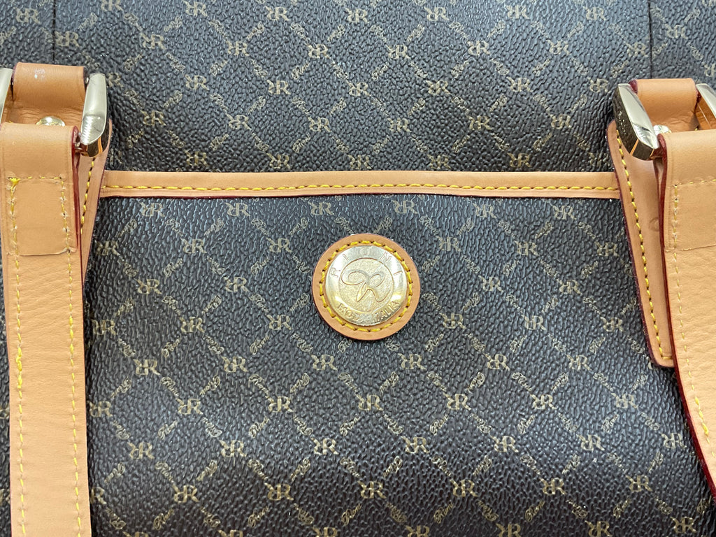 Rioni Moda Italia Tote Traveler Bag Espresso Brown Monogram STN-20033