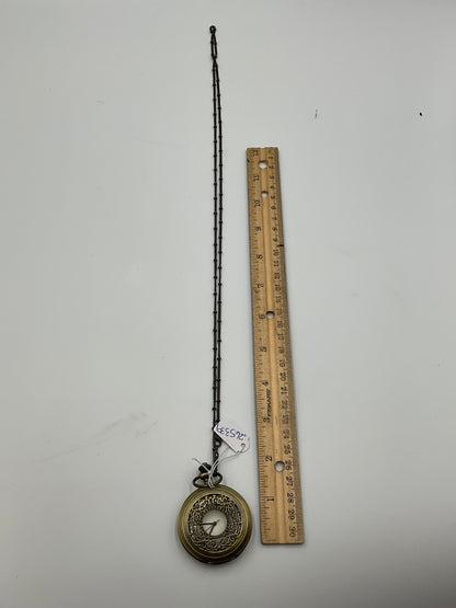 Demi Bronze Tone Quartz Pocket Watch Chain Vintage New Battery Working Condition