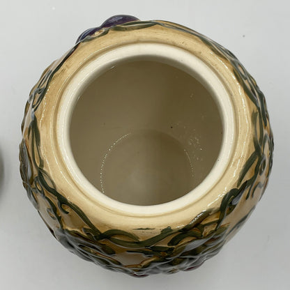 Noble Excellence Meritage Grape Vine Embossed Ceramic Cookie Jar w/ Lid