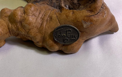 Florida Manatees White Pellucida Resin Sculpture on Burlwood by John Perry