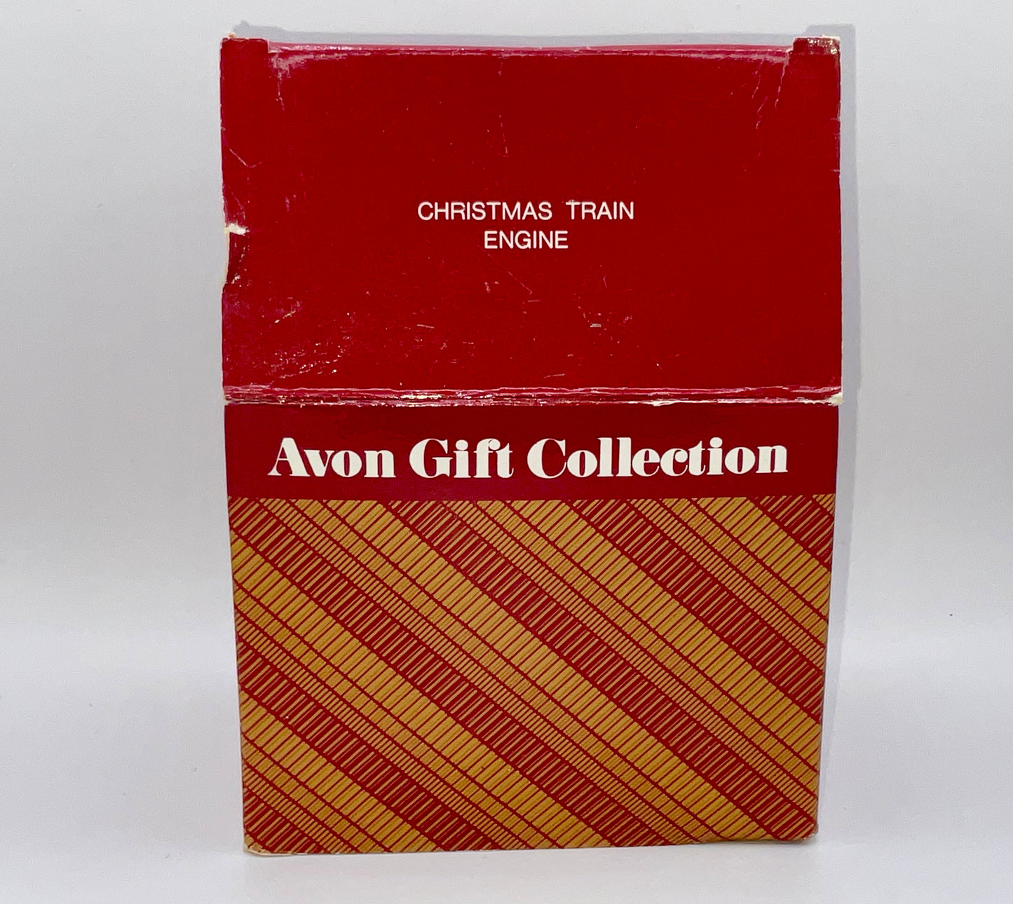 Vintage 1987 AVON Wooden Christmas Ornament Train Engine Santa Driving Train