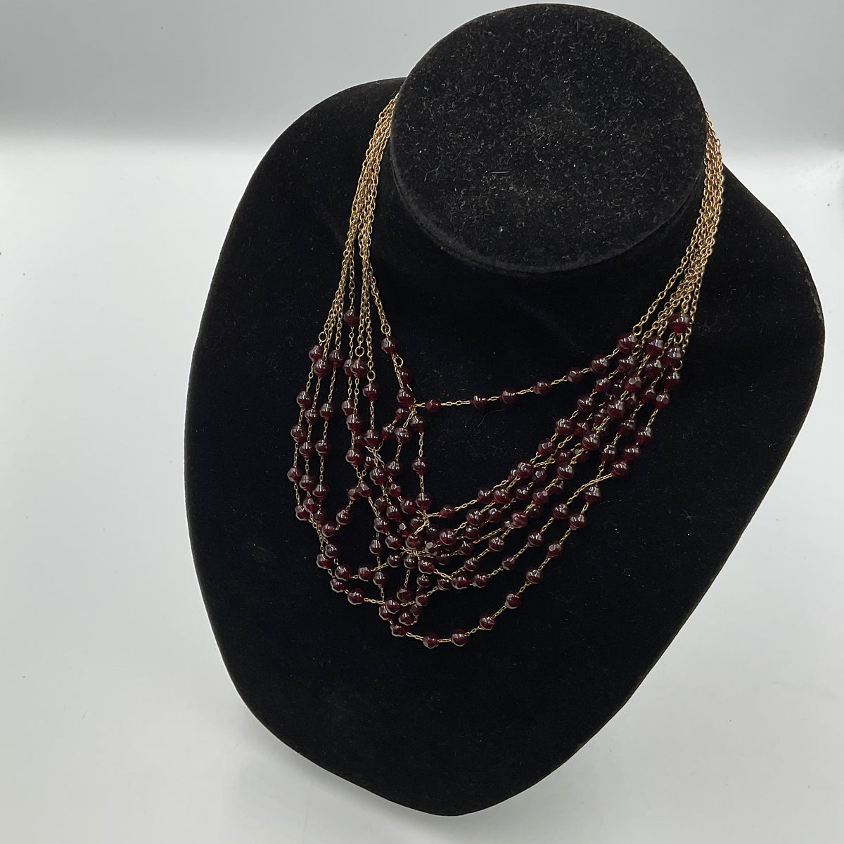 Purple Glass Beaded Chain Necklace