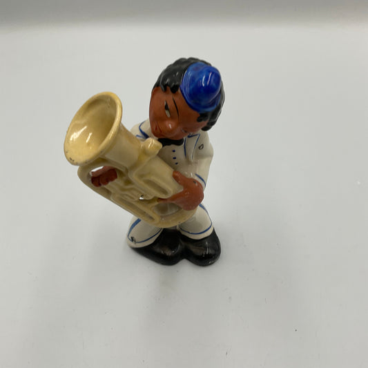 Vintage Hand Painted Ceramic Band Musican Figurine
