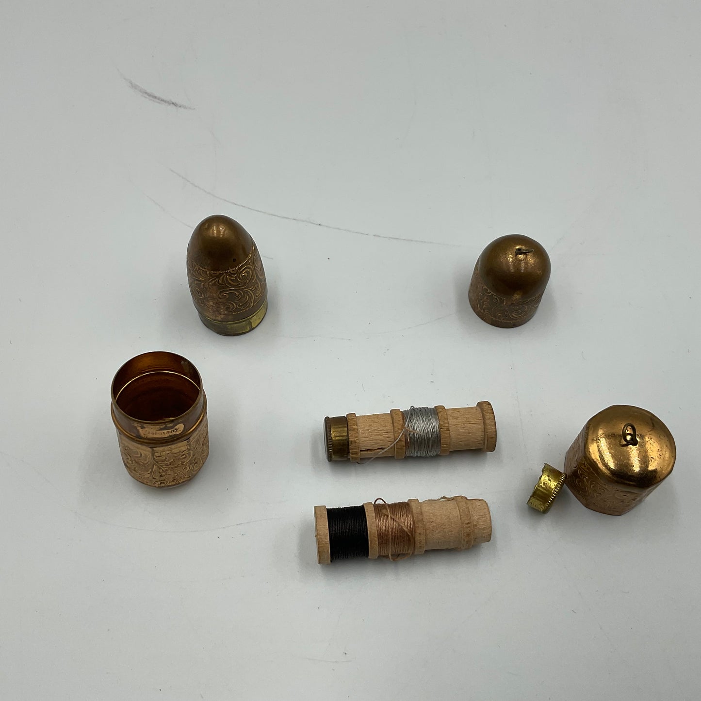 Vintage Brass Sewing Needle Case Set of 2