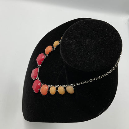 Red Yellow Orange Stone Design Chain Necklace