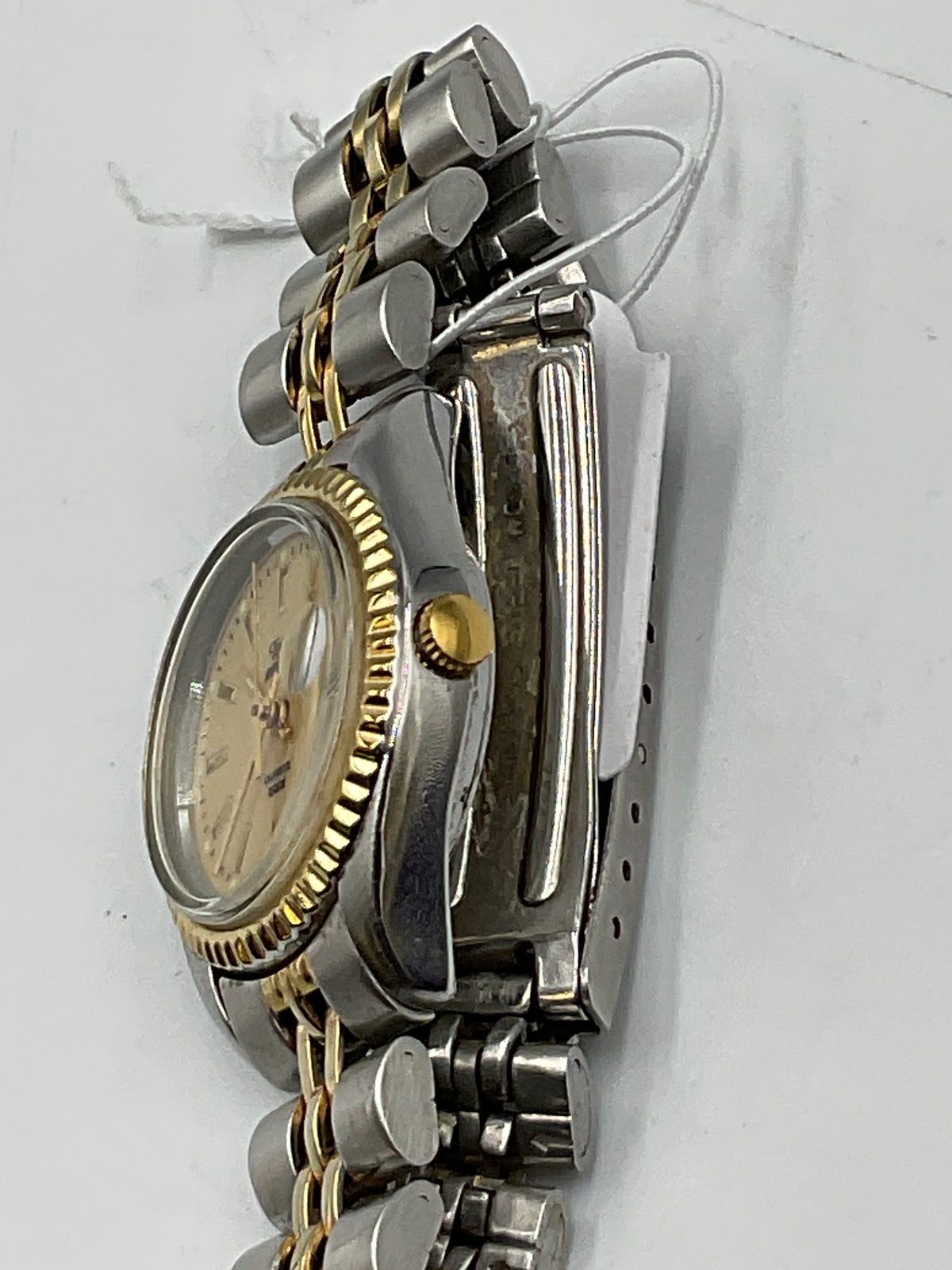Vintage Timex Two Tone Quartz Watch Champagne Dial Date New Battery Working