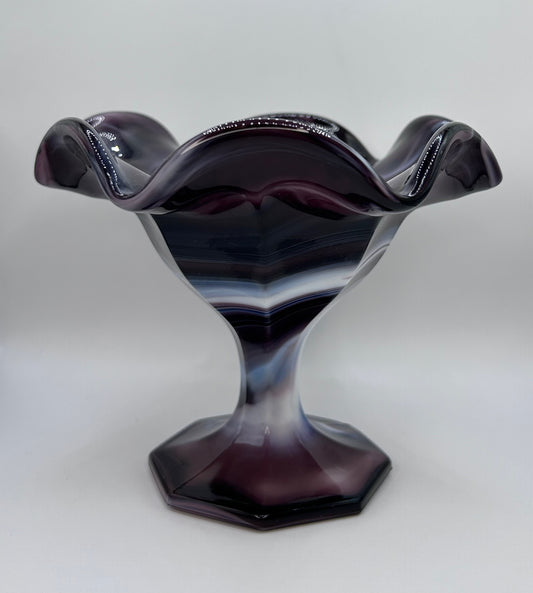 Purple Marble Thick Glass Vase Candy Dish Home Decor