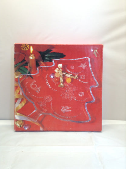 Vintage Mikasa Christmas Tree Clear Glass Crystal Platter 13" w/Box Model  WY158/501