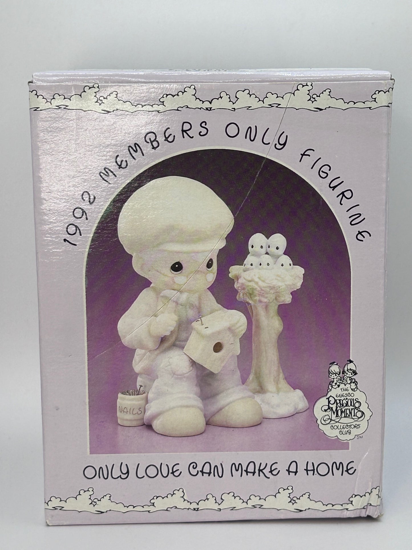 Precious Moments Vintage 1992 Members Only Figurine Only Love Can Make A Home Orig Box