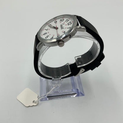 Speidel Men's Black Rubber Band White Face Easy Reader Watch