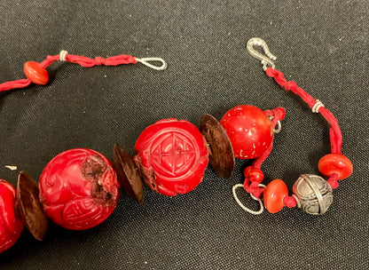 Red Statement Beaded Necklace