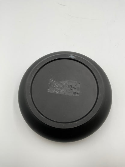 Vintage Basalt Black Glass w/Silver Overlay Center Bowl