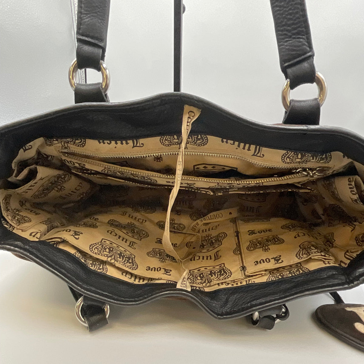 Vintage Y2K Juicy Couture Velour "Safety Pin" Satchel Bowler Bag