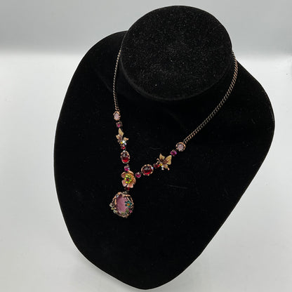 Pink Stone Charm Designs Chain Necklace
