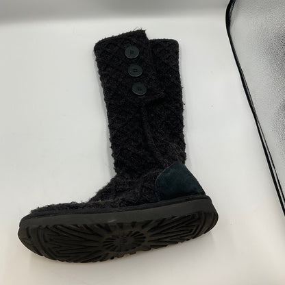 UGG Australia Classic Cardy Black Cable Knit 3 Button Boots Womens Size 8