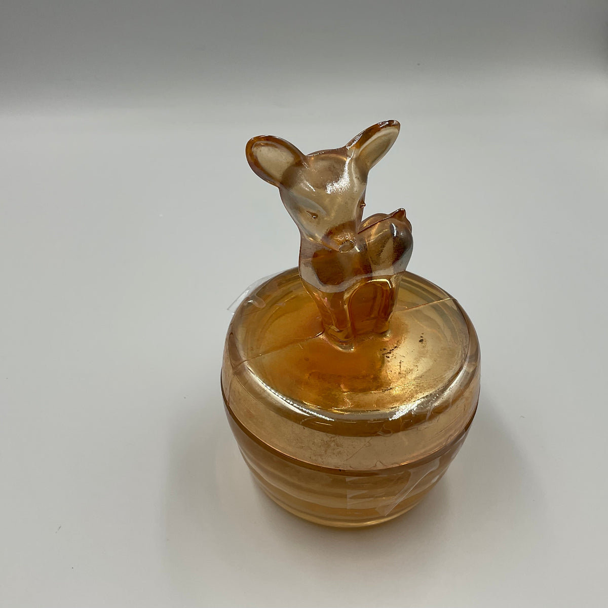 Vintage Jeannette Glass Company “Fawn” powder jar