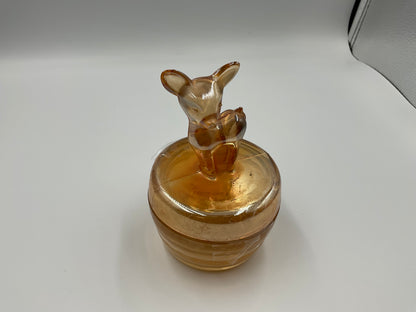 Vintage Jeannette Glass Company “Fawn” powder jar