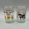 Vintage Bama Jam Jar Glasses Ducks Farm Animals Set of 2