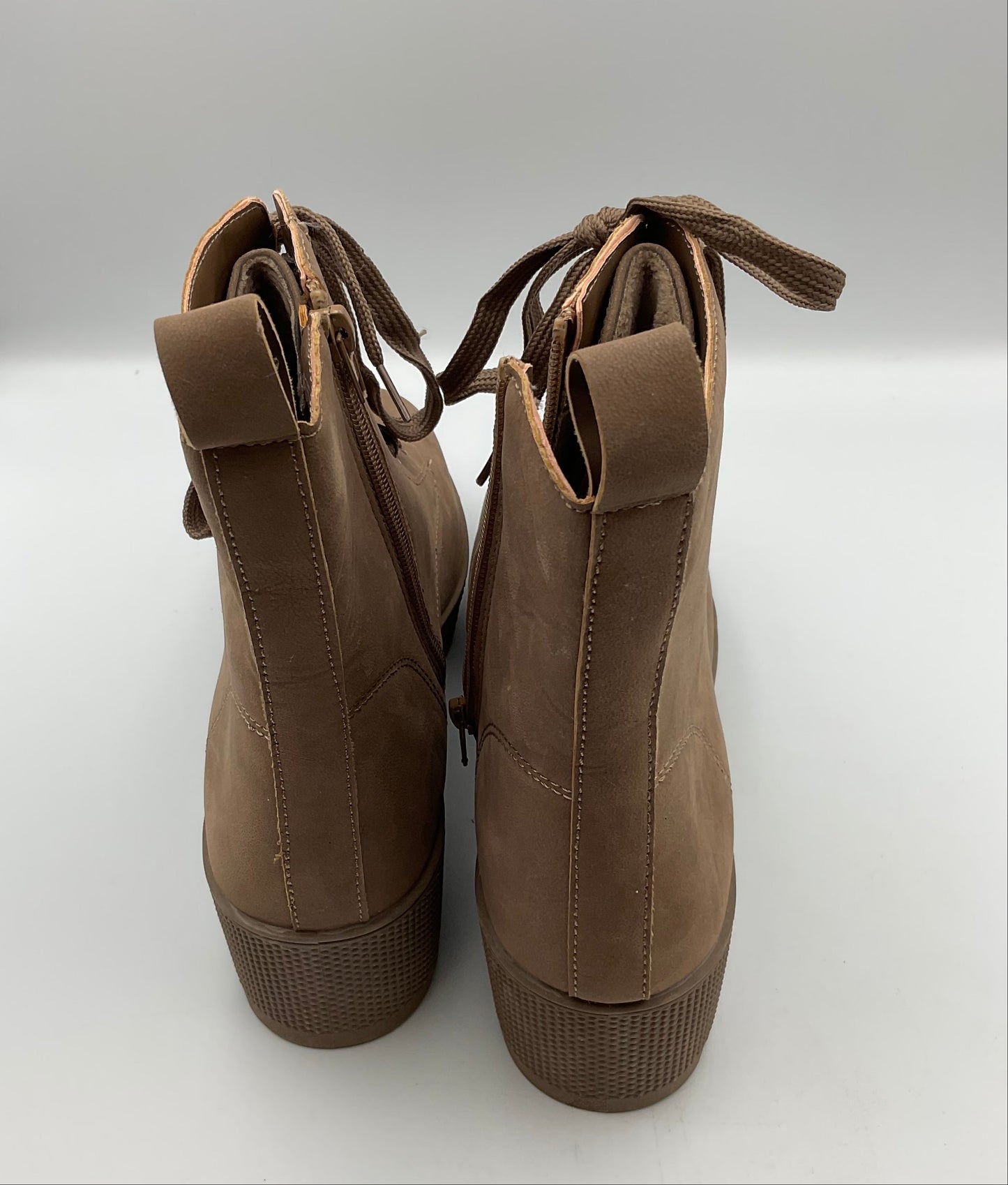 Rouge Helium Powerful Women's Shoe Size 9 Zipper Lace Up Boots Tan Brown