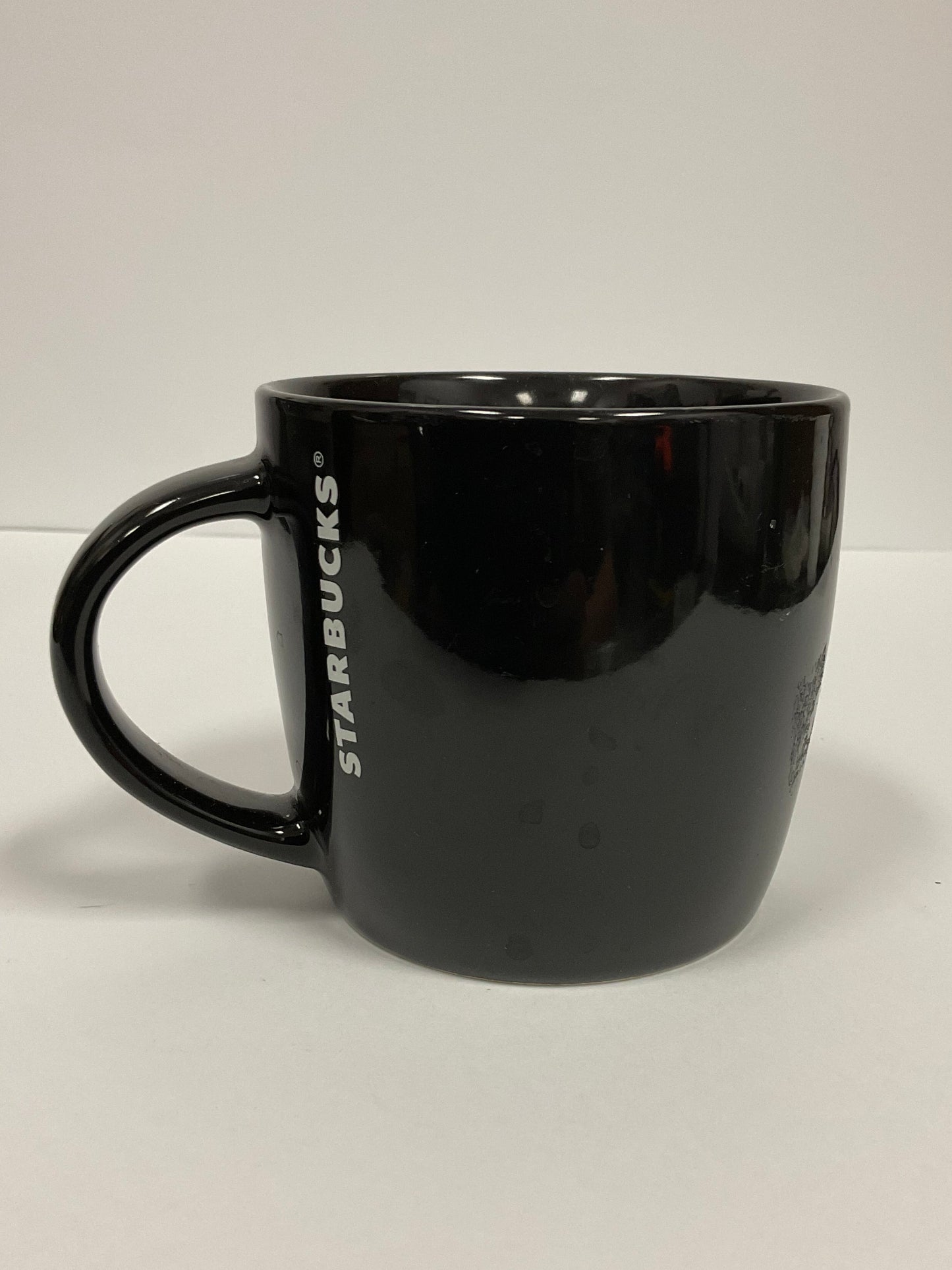 Starbucks Coffee Cup Black Ceramic Wide Mug Oversized Green Logo 14 Fl Oz Excellent Condition