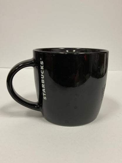 Starbucks Coffee Cup Black Ceramic Wide Mug Oversized Green Logo 14 Fl Oz Excellent Condition