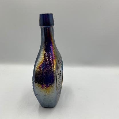 Vintage Wheaton Blue Iridescent Carnival Glass Bottle