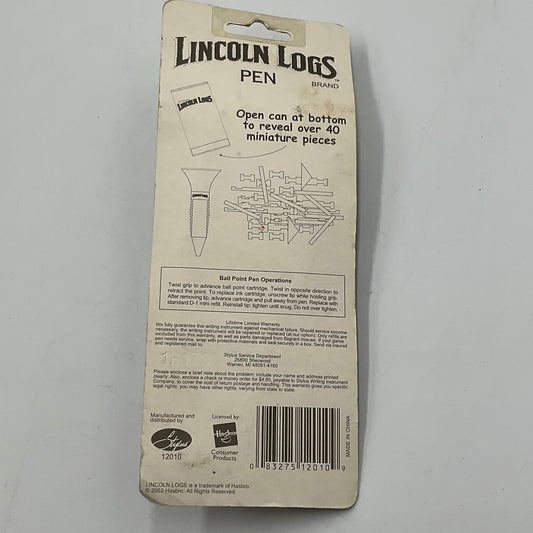 Vintage 2002 Hasbro Lincoln Logs Miniature Pen Set UNOPENED