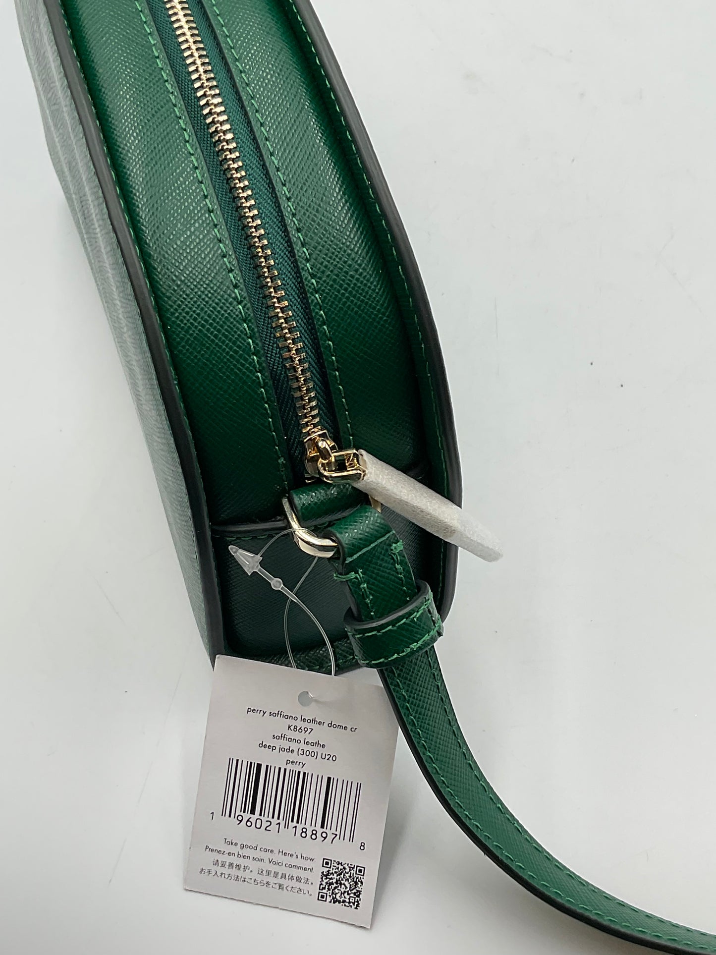 Kate Spade New York Forest Green Cross Grain Designed Leather Cross Body Bag
