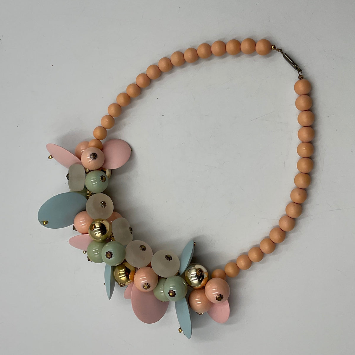 Abstract Pastel Plates Beads and Charms Beaded Necklace