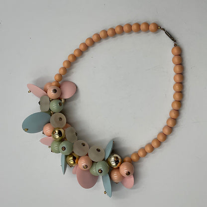 Abstract Pastel Plates Beads and Charms Beaded Necklace