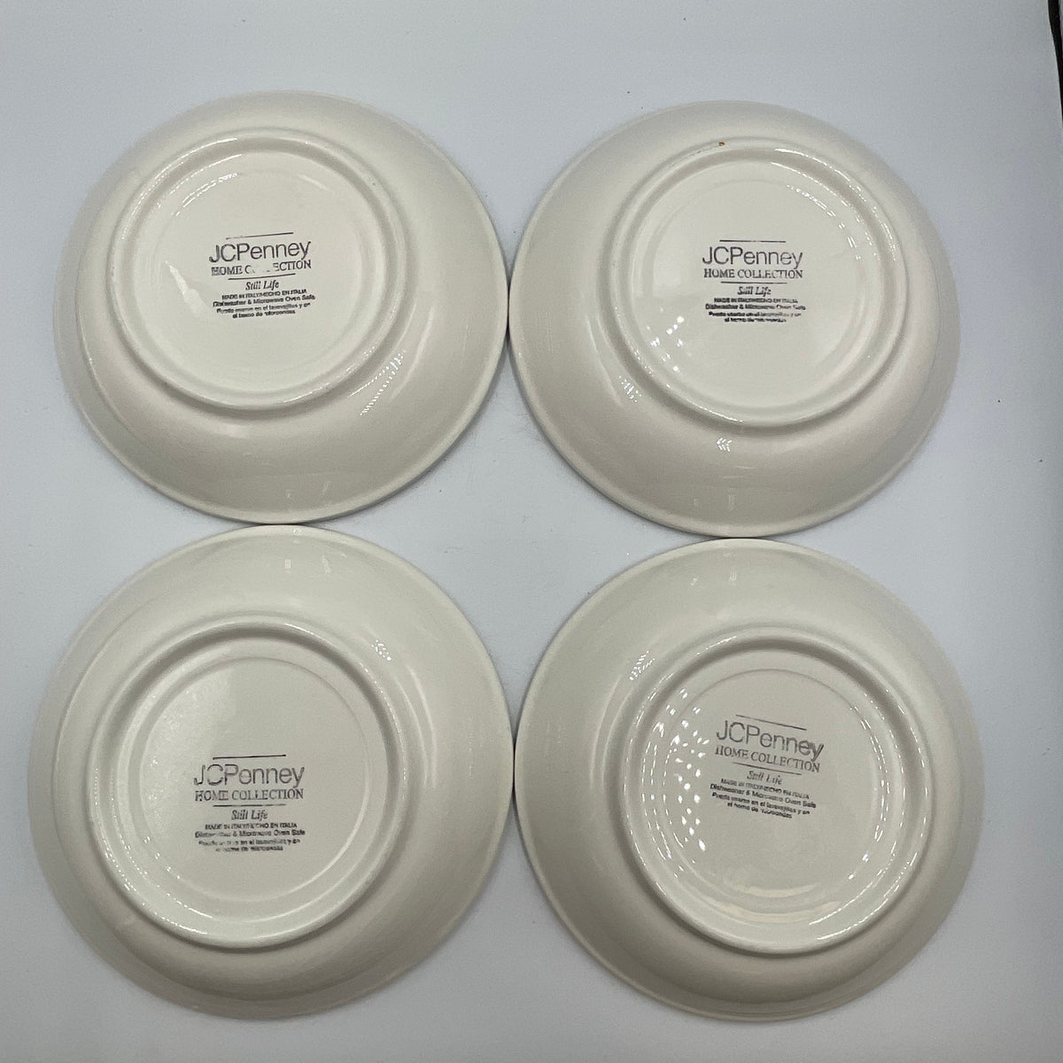 JC Penny Home Collection Still Life Set of 4 Pasta Bowls Fruit Made in Italy